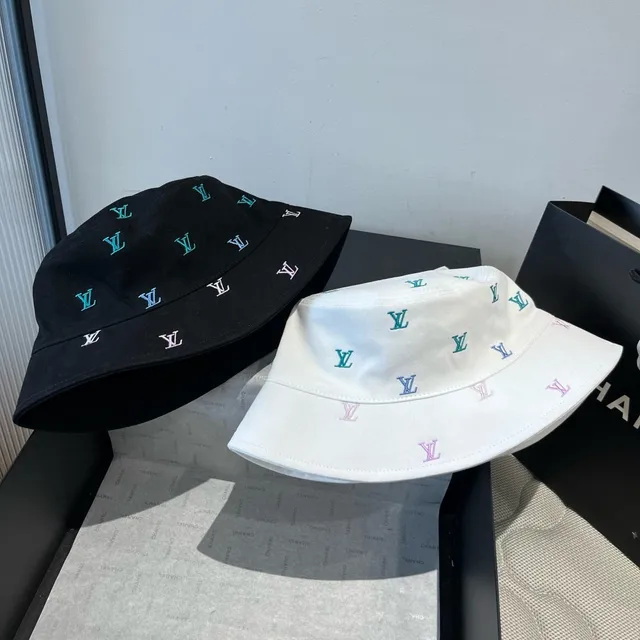 Louis Vuitton sombrero de cubo bordado con monograma negro 3