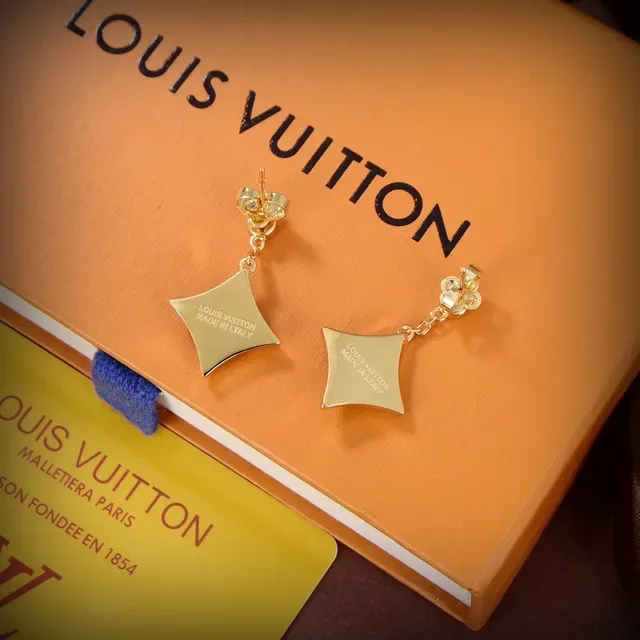 Louis Vuitton Monogram Flower Black Enamel Gold-Tone Chain Drop Earrings 5