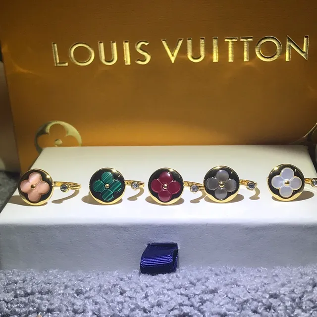 Louis Vuitton monogramme fleur multi-pierres ton doré bagues 2