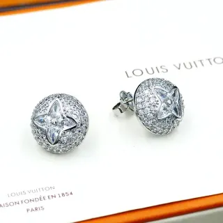 Louis Vuitton Monogram Flower Pavé Crystal Brincos Redondos