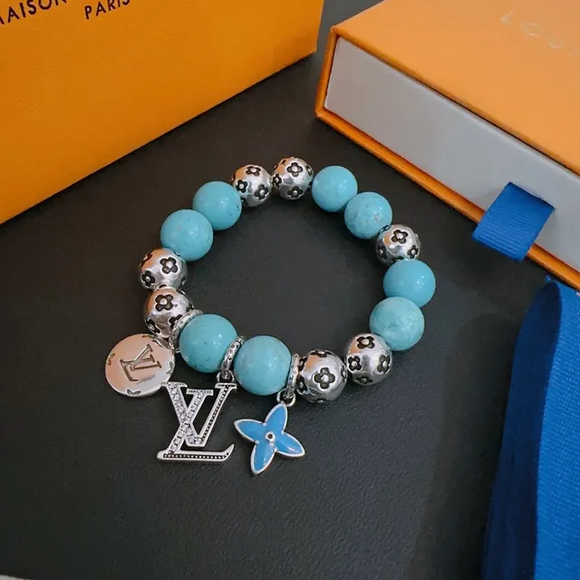 Louis Vuitton Monogram Flower Turquoise Beaded Bracelet 6