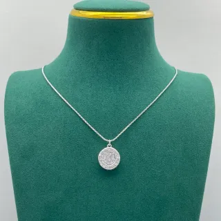 Collar Louis Vuitton Monogram Medallón Tono Plateado