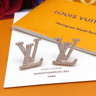 লুইস ভিতন Monogram Pavé Crystal রোজ গোল্ড স্টাড ইয়ারিংস