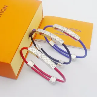 Louis Vuitton Monogram World Bracelet Red Navy Purple Rubber and Silver-Tone Metal Bracelets