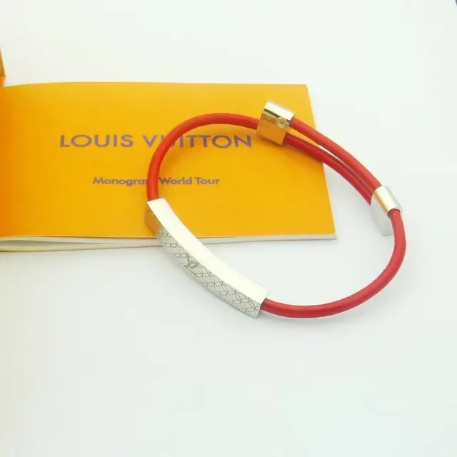 Pulseira Louis Vuitton Monogram World Vermelho Navy Roxo Borracha e Metal Prateado 3