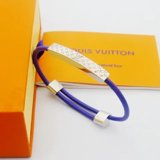 Pulseira Louis Vuitton Monogram World Vermelho Navy Roxo Borracha e Metal Prateado 6