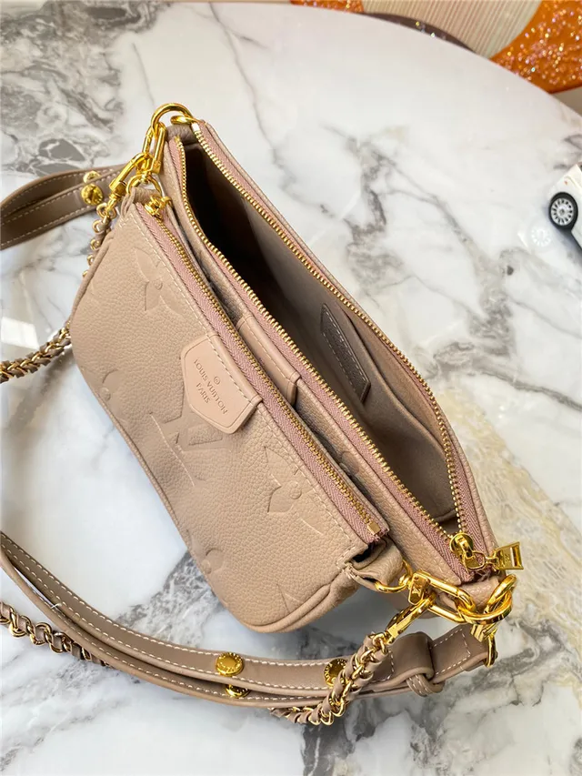 Louis Vuitton Multi Pochette Accessoires Negro Dorado Monograma Grabado Correa de Cadena Bolso Cruzado 3