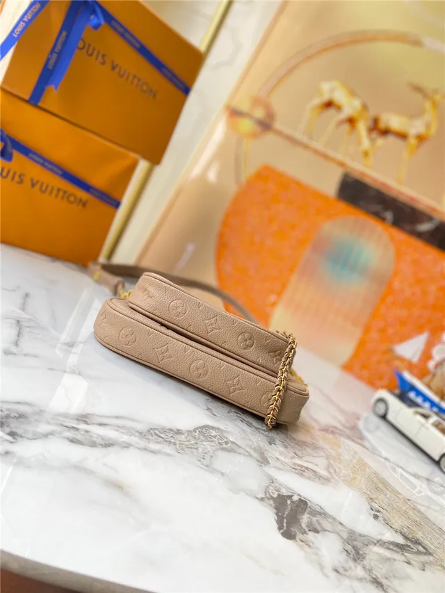 Louis Vuitton Multi Pochette Accessoires Negro Dorado Monograma Grabado Correa de Cadena Bolso Cruzado 7