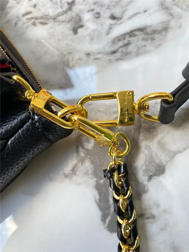 Louis Vuitton Multi Pochette Accessoires Negro Dorado Monograma Grabado Correa de Cadena Bolso Cruzado 23