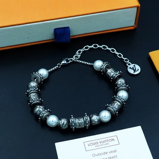 Louis Vuitton Pearl and Engraved Bead Bracelet 7