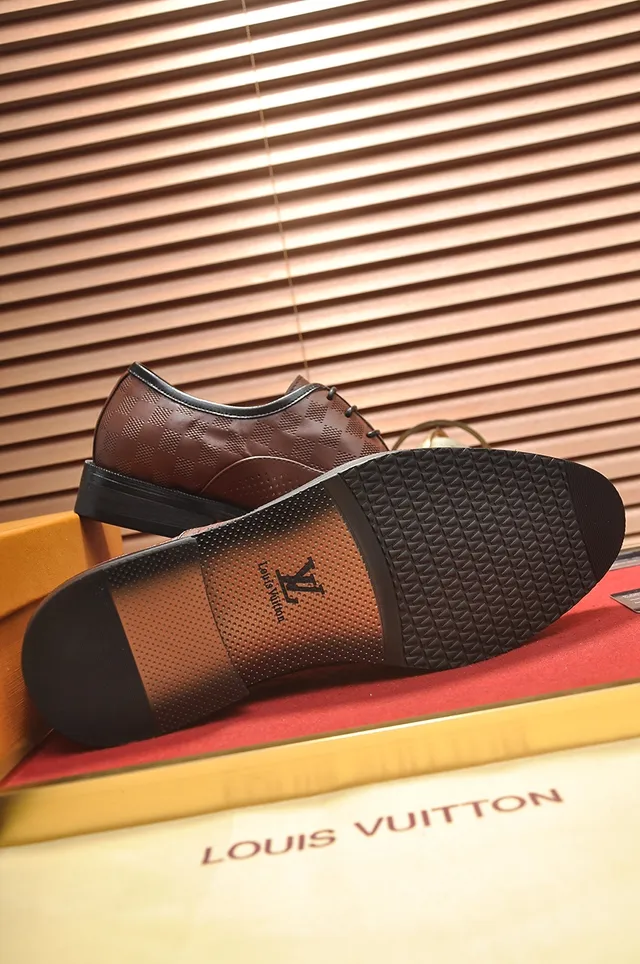 Louis Vuitton Perforated Brown Leather Oxford Shoes 3