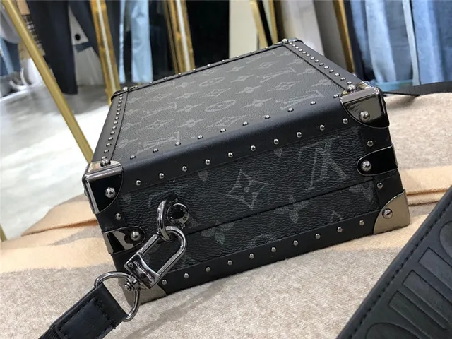 Louis Vuitton Petite Malle Black Monogram Trunk-Style Tote Bag 16