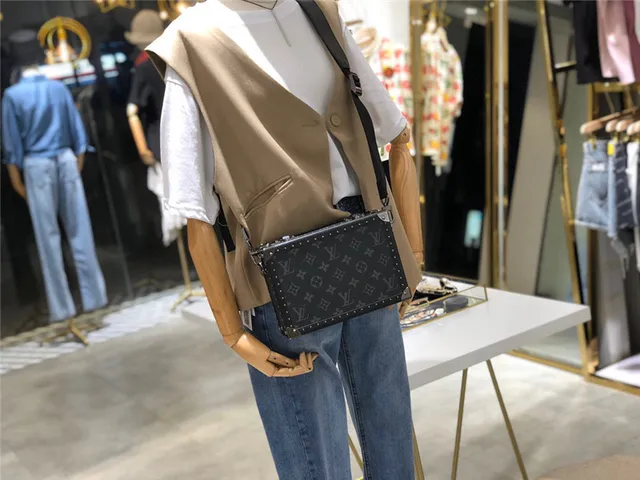 Louis Vuitton Petite Malle Black Monogram Trunk-Style Tote Bag 18