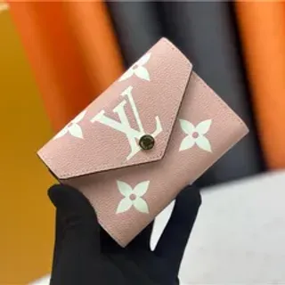 Louis Vuitton Pink White Textured Leather Monogram Print Short Wallet