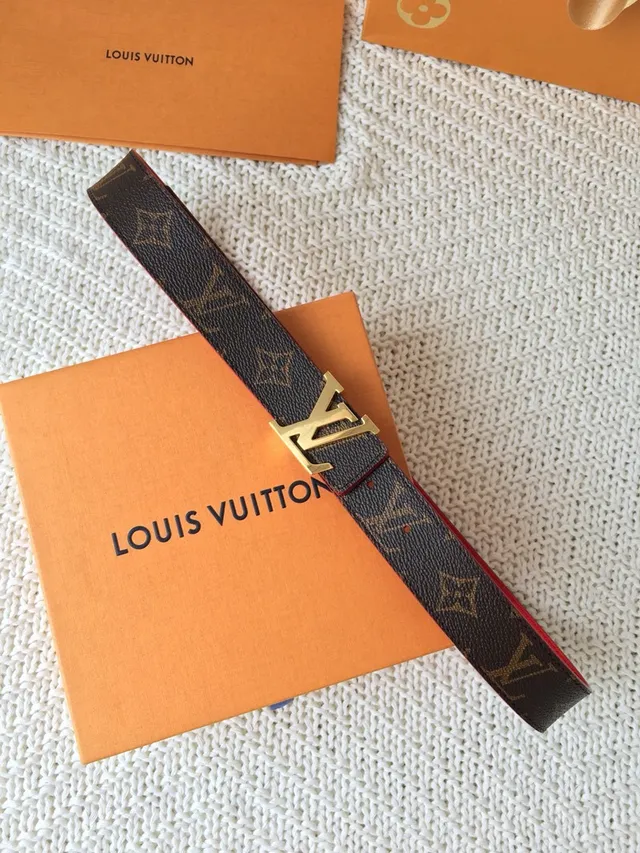 Louis Vuitton Reversible Belt Brown Red Monogram Canvas Leather Belt 9