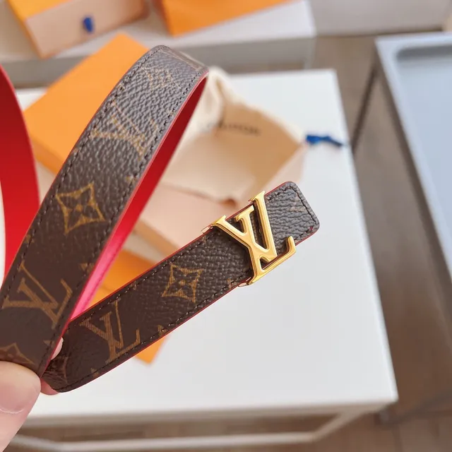 Louis Vuitton Reversible Belt Red Brown Monogram Canvas Leather Belt 7