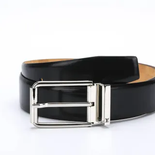 Louis Vuitton উল্টনযোগ্য বাকেল কালো চামড়ার বেল্ট
