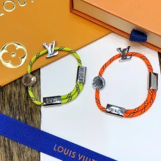 Louis Vuitton Pulsera de Cuerda Trenzada Amarillo Neón y Naranja