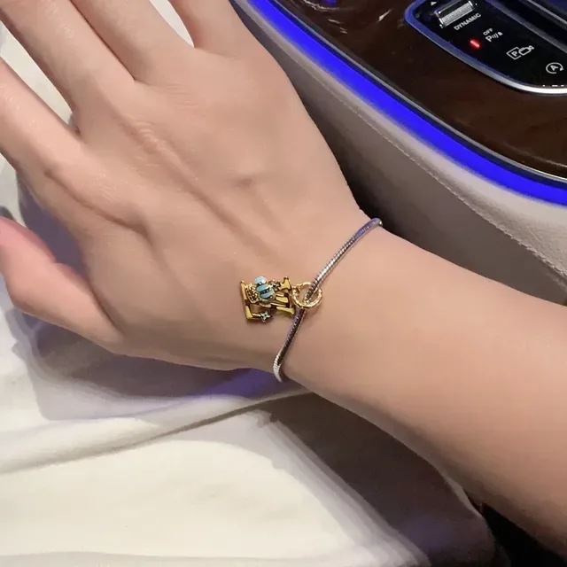 Louis Vuitton Silver Gold Snake-Chain Enamel-Accented Bracelet 2