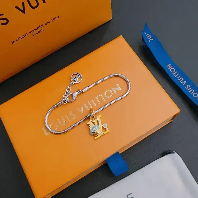 Louis Vuitton Silver Gold Snake-Chain Enamel-Accented Bracelet 3
