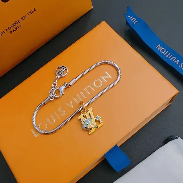 Louis Vuitton Silver Gold Snake-Chain Enamel-Accented Bracelet 9
