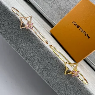 Louis Vuitton نقشة نجم حجر وردي نغمة ذهبية سوار مفتوح