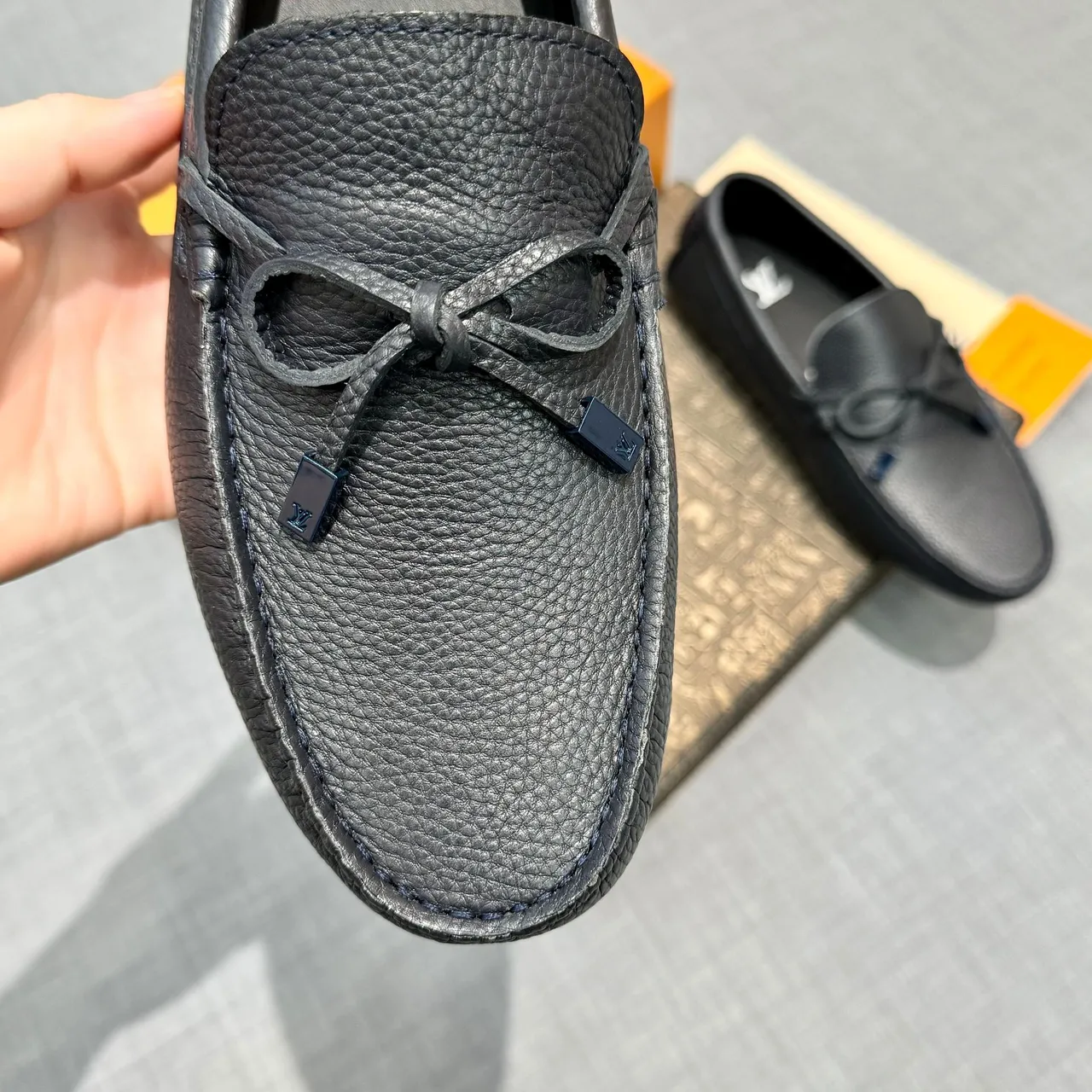 Louis Vuitton Tassel Loafer Black Pebbled Leather Loafers 4