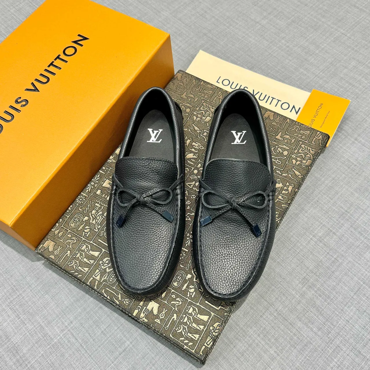 Louis Vuitton Tassel Loafer Black Pebbled Leather Loafers 6