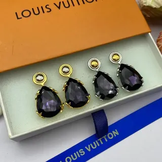 Louis Vuitton টিয়ারড্রপ ফেসেটেড স্টোন ডুয়াল-টোন কানের দুল