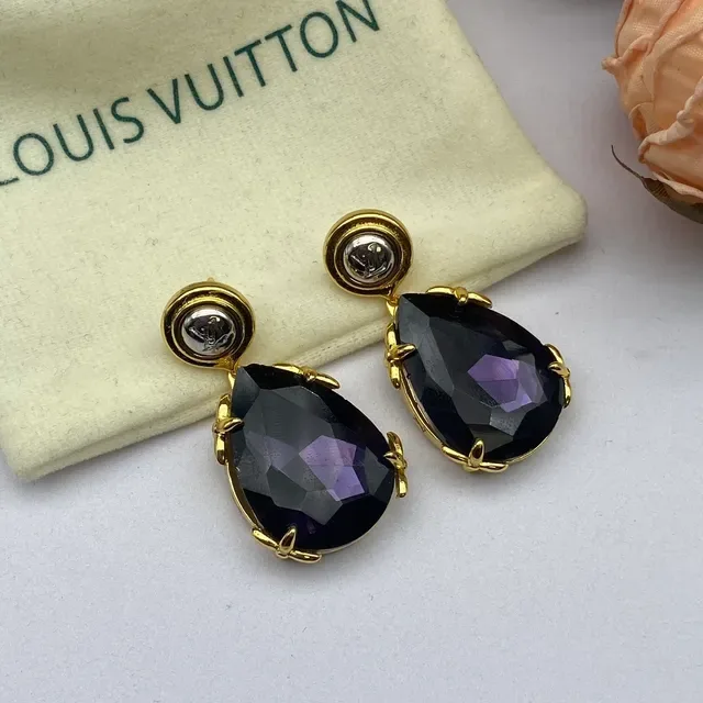 Louis Vuitton Teardrop Faceted Stone Dual-Tone Earrings 3
