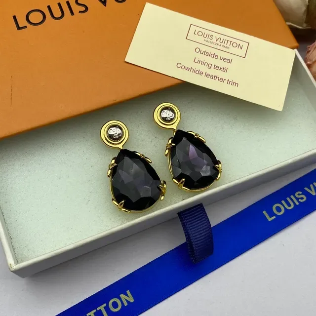 Louis Vuitton Teardrop Faceted Stone Dual-Tone Earrings 5