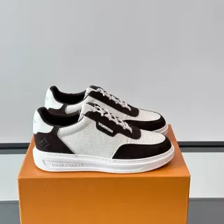 Louis Vuitton Zapatillas Lifestyle Blancas y Negras Low-Top Malla Perforada y Ante