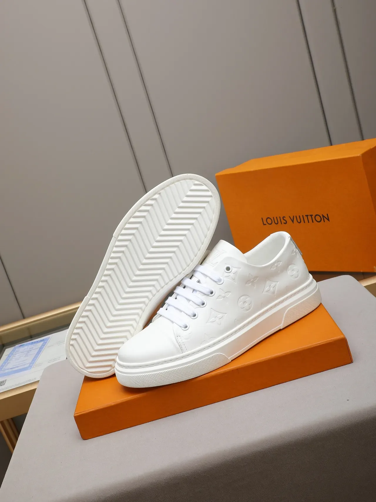 Louis Vuitton White Monogram-Embossed Low-Top Lifestyle Sneakers 5