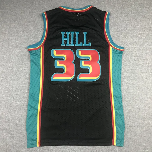 Mitchell & Ness Hardwood Classics 1998–99 ग्रांट हिल डेट्रोइट पिस्टन्स काली टील रेट्रो जर्सी 3