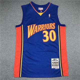 Mitchell & Ness Hardwood Classics 2009–10 Stephen Curry Warriors Blue Orange Jersey