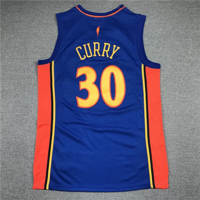 Mitchell & Ness Hardwood Classics 2009–10 Stephen Curry Warriors নীল কমলা জার্সি 2