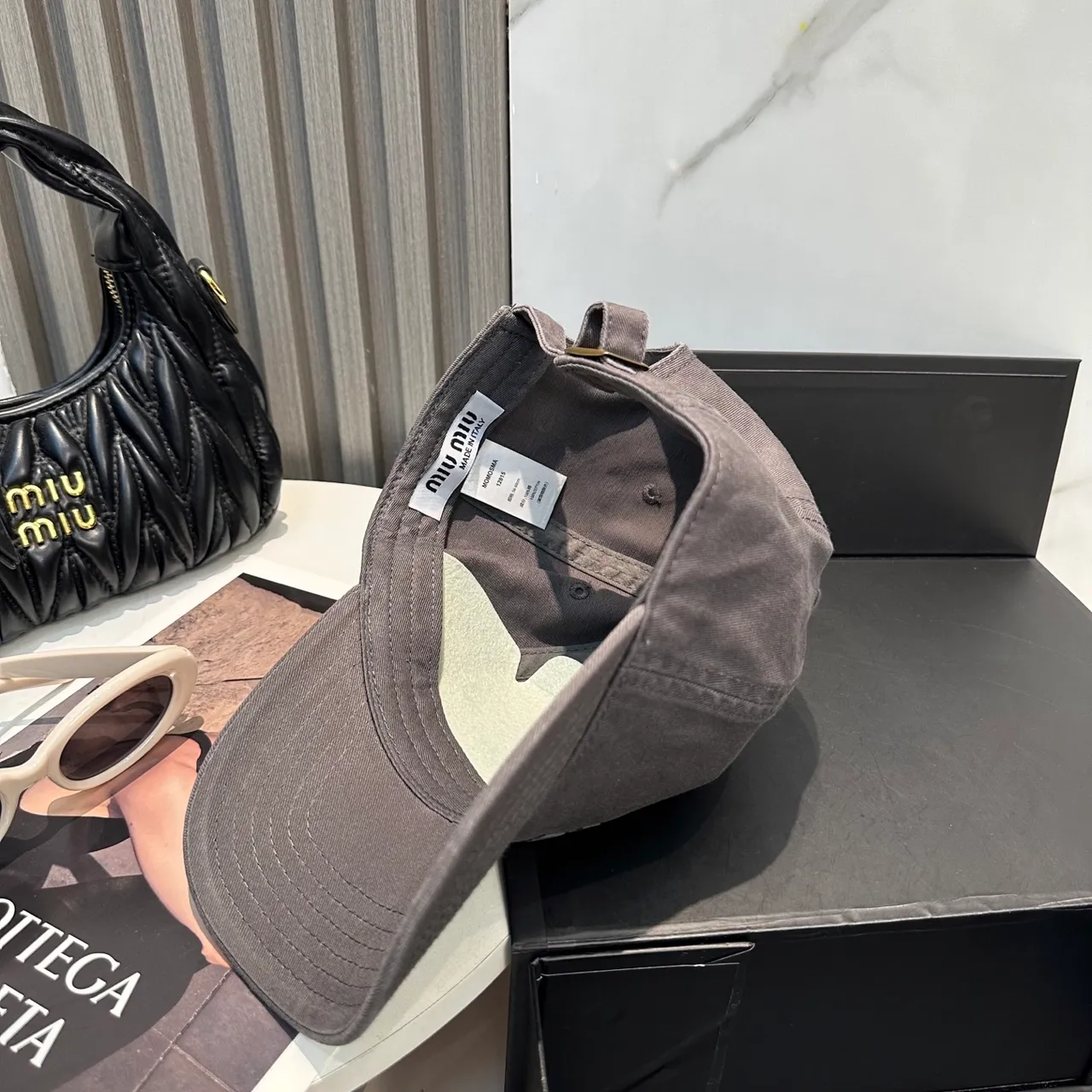 Miu Miu Embroidered Logo Dark Gray Baseball Cap 7