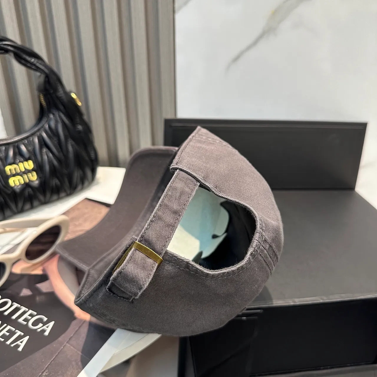 Miu Miu Embroidered Logo Dark Gray Baseball Cap 8