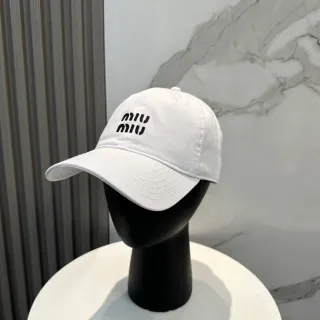 Miu Miu Embroidered Logo White Baseball Cap