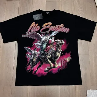Mixed Emotion Graphic Print Rhinestone Lettering T-Shirt
