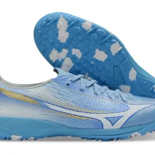 Mizuno Blue White Low-Cut Synthetic Upper Conical Studs Turf Soccer Shoes