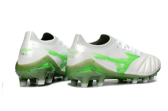 Mizuno Copa Zapatos de fútbol Blanco Verde Cuero Quilted Superior Acento Logo Wave Firm Ground 5