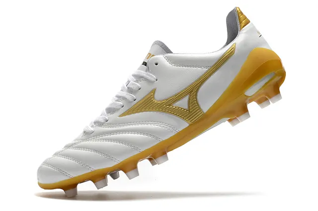 Mizuno Morelia White and Gold Firm-Ground Soccer Shoes 3