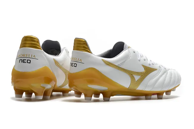 Mizuno Morelia White and Gold Firm-Ground Soccer Shoes 5
