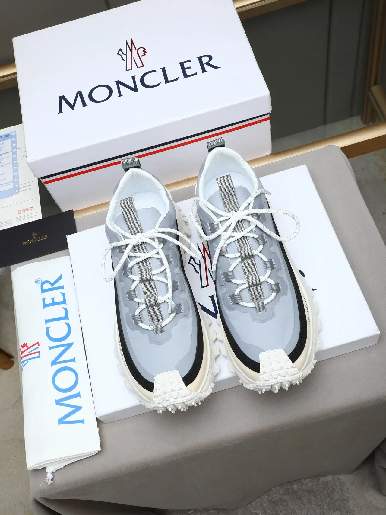 Moncler Blue Black Layered Sole Sculpted Toe Cap Lifestyle Sneakers 2