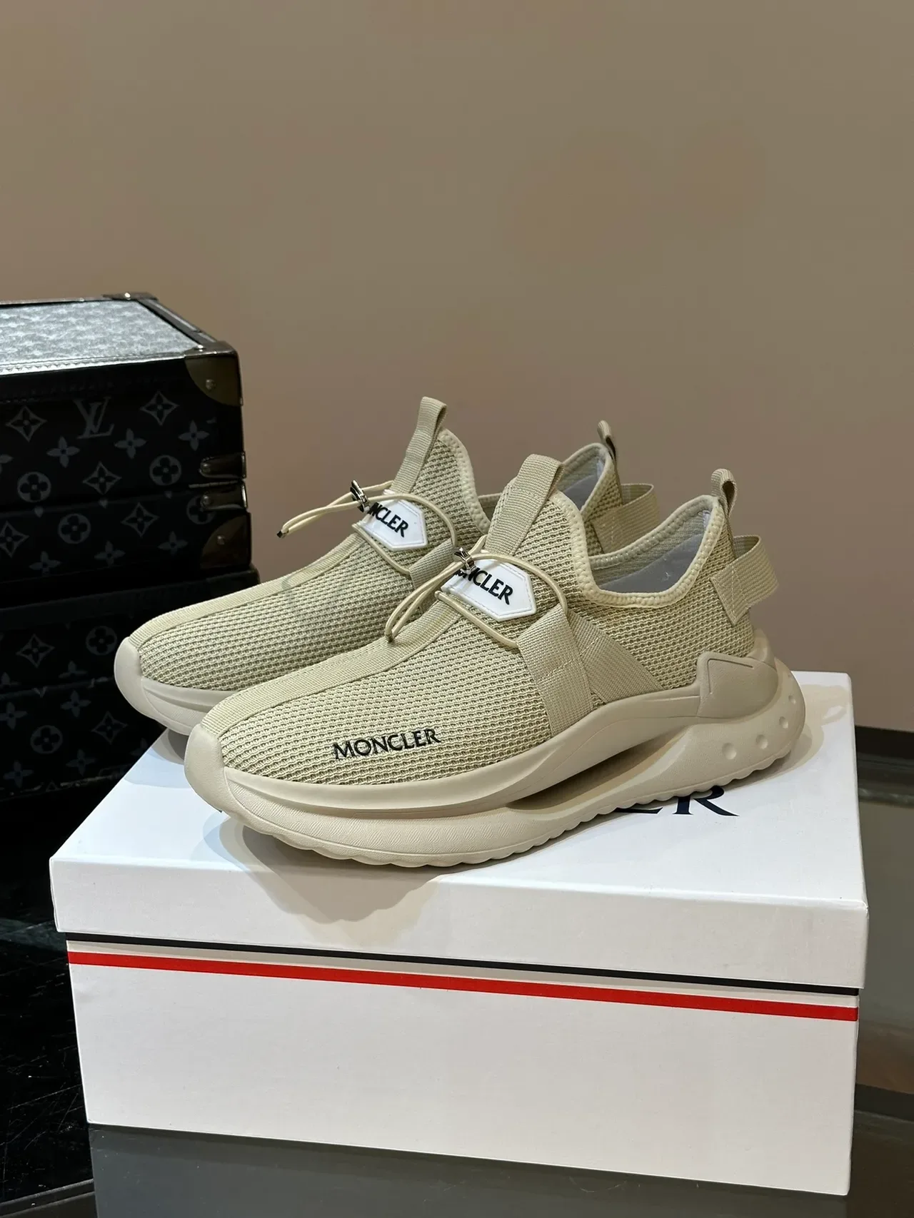 Moncler Lifestyle Sneaker Beige Maille Sans Lacets 5