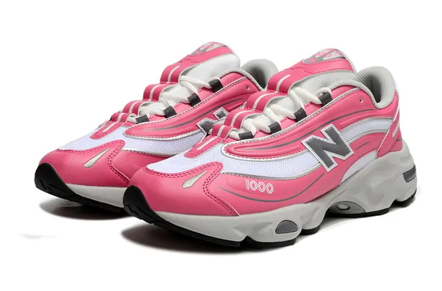 New Balance 1000 Pink and White Chunky Sneakers 2