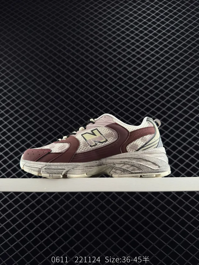 New Balance 530 حذاء رياضي بورجوندي بيج أعلى متعدد الطبقات كبيرة الحبة 5