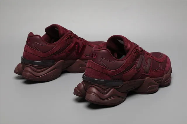 New Balance 9060 Maroon Suede Chunky Sneakers 3