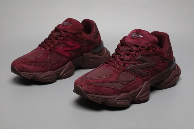 New Balance 9060 Maroon Suede Chunky Sneakers 5
